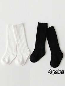 4 Pairs Children Versatile Knee-High Socks, Suitable For Everyday Wear