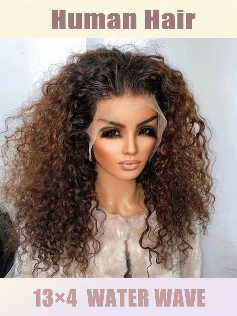 26" Long 150% Density Transparent Lace Front Wigs Human Hair Wet Water Wave Pre Plucked, Pre-Plucked Dark Brown Ombre With Lace Area 13x4 Soft 26Inch Ombre Brown Preplucked Kinky Curly Lace Front Wig Long 150Density For Women Baby Hair Glueless Daily 1pc Elegant Kinky Curly Lace Front Wig - Halloween,Costume Party ,Party Dress Up,Trick-Or-Treat Unisex Daily Wear For All People