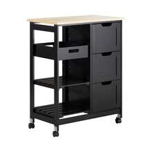 SoBuy FKW79-HG, Kitchen Trolley Cart Kitchen Storage Trolley Serving Trolley With 3 Drawers And Removable Tray, Grey - Black - View 12
