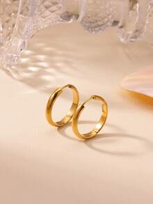 1 Pair Cute Hoop Earrings For Women Stainless Steel Gold Color Piercing Earring 2025 New Fashion Wedding Couple Party Jewelry Gift