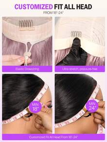 MEGALOOK 13x6 三片式波浪蕾丝前假发，100% 真人发丝，耳到耳蕾丝，预先修剪发际线，13x6 自由分缝彩色假发 - 轻盈可调节透气帽，柔软弹力，全天佩戴舒适，升级版灰紫色 - 斯拉文德 - 查看 10