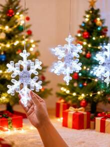 1 Stück Weihnachtsfenster Lichtdekoration, Weihnachtsdekoration LED Saugnapf Licht, Weihnachtsschneeflocken-förmiges LED Saugnapf Licht, batteriebetrieben für Innen- und Außendekoration, Weihnachtsbaum, Kamin, Fenster Dekoration, Raumdekoration (Batterie nicht enthalten)