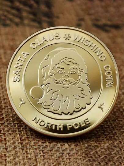 1 件圣诞幸运币礼物复古风格圣诞老人许愿币，圣诞纪念金属币圆形收藏礼物适用于万圣节圣诞婚礼厨房节日必需品家居万圣节装饰花园露营旅行必需品生日装饰生日派对装饰