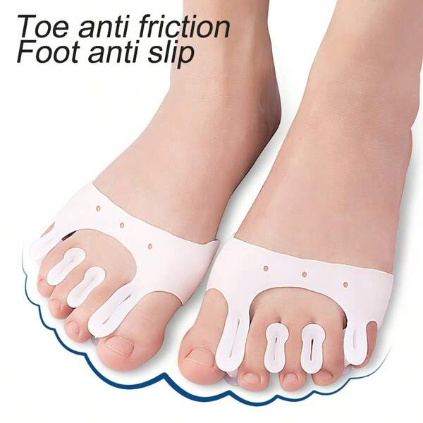 2pcs This Five - Hole Toe Separator Comes With A Thickened Forefoot Half - Size Pad That Offers Multiple Benefits. It Effectively Separates Your Toes, Promoting Better Foot Alignment. The Thickened Pad Provides Excellent Shock Absorption And Pressure Relief, Reducing Discomfort During Long Walks Or Extended Periods Of Standing.