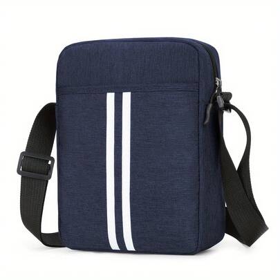 Nueva llegada Bolso de hombro para hombre, Bolso de mensajero, Bolso cruzado de lona casual estilo coreano, Diseño de rayas verticales de moda