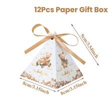 12个装棕熊三角糖果盒，带丝带，可爱棕熊飞机造型糖果盒，适合性别揭晓派对、生日派对餐桌装饰、迎婴派对糖果盒、派对回礼、生日派对、迎婴派对装饰糖果盒、婚礼派对餐桌装饰、礼品包装糖果盒、迎婴派对礼物、性别揭晓派对装饰、迎婴派对装饰 - 棕色小熊baby - 查看 11