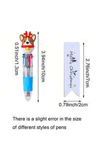 Zestaw 24 szt./6 szt./zestaw uroczych, czterokolorowych długopisów kulkowych i kartek świątecznych, idealny dla uczniów, czterokolorowe mini długopisy kulkowe, kolorowe długopisy, 4-kolorowy tusz, odpowiedni do szkolnych artykułów biurowych, uroczy wzór Świętego Mikołaja, renifera i bałwana – idealny do biura, jako nagroda w klasie, zabawny prezent zbiorczy, upominki na imprezę, prezenty urodzinowe, prezenty świąteczne - Wielokolorowe - Zobacz 4