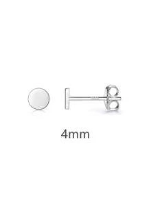 女士男士女孩用的925純銀耳釘,微小的平面點耳釘套裝,小圓盤耳釘,華麗的軟骨耳環圓形三角形耳針,4個尺寸可選(2mm/3mm/4mm/5mm) - 銀色 - 查看 7