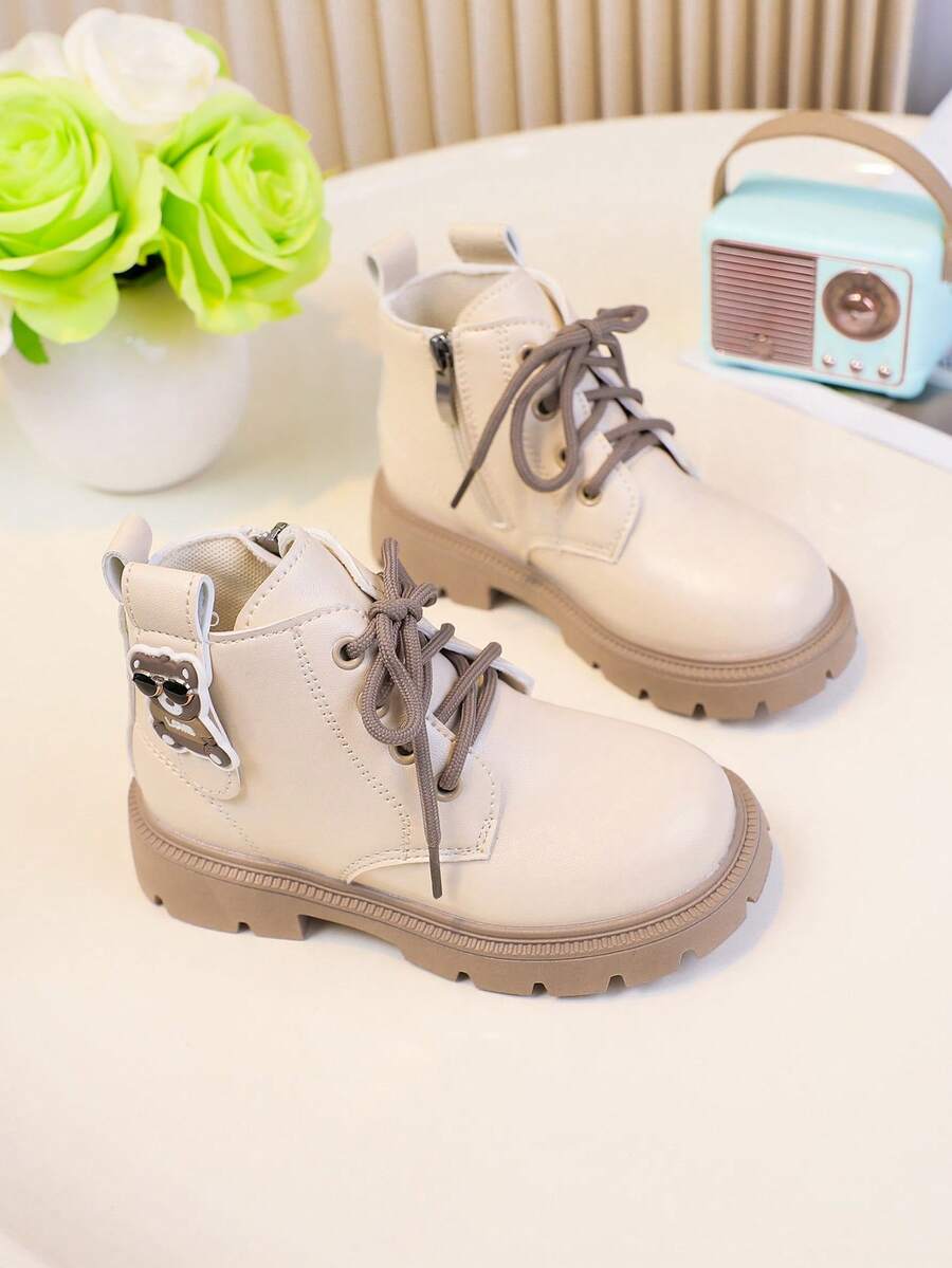 1 Pair Fashionable & Versatile Baby Boots For Autumn/Winter, Adorable Cartoon Panda Wearing Sunglasses Decor On Side, Cute & Lively Design To Attract Children