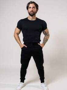 Men's Sport Slim Social Pants In Satin Bengaline Fabric - 黑色 - 查看 4