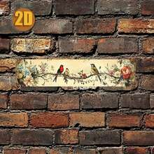 1 Piece Vintage Bird And Floral Aluminum Metal Wall Art - Exquisite Floral And Bird Design, High Bending Resistance, Elegant Bedroom & Living Room Decoration,, Thanksgiving, Halloween Wall Hanging Home Decor, Seasonal Decoration, Rustic Charm, Delicate Craftsmanship