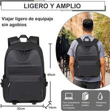 Mochila para Laptop Hombre, Mochila Impermeable, Mochila para Portátil de 15.6 Pulgadas, Mochila de Gran Capacidad para escuela, viajes, Negocios - Negro - Ver 7