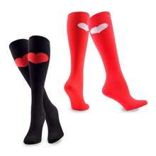 Women's Valentine's Day Knee High Socks - 2 Pair Pack Cotton - Seperti Gambar 683 - View 4