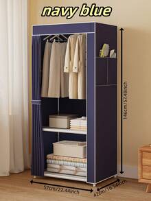 1pc Simple Wardrobe Closet, Bedroom Storage Cabinet, Large Capacity, Sturdy And Durable Hanging Clothes Closet
