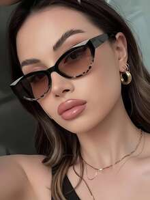1pc Women's Retro Fashionable Bohemian Style Cat Eye Full Frame Fashion Glasses, Suitable For Outfits, Gifts, Travel, Driving, Matching, Clubbing
