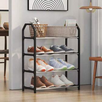 1pc 4-Tier Simple Shoe Rack Space-Saving Entryway Organizer, Household Indoor Multi-Layer Assembly Storage Shelf For Dorm Bedroom Closet And Apartment, Compact Lightweight Design For Small Spaces, Easy Assembly No-Tools Option, Stackable Stable Tiered Display For Sneakers Flats Sandals Slippers, Practical Organizer For Mudroom Hallway Balcony, Ideal Back-To-School Dorm Move-In And Holiday Season Gift Choice