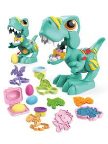 Set de juguete de arcilla de colores con dinosaurios para interacción entre padres e hijos. Arcilla creativa para manualidades de niños, sin pegajosidad ni decoloración (formas de dinosaurios interesantes + abundantes herramientas de arcilla). El set presenta temas lindos de dinosaurios, con arcilla antiadherente e indesteñible, junto con huevos de dinosaurio, moldes para dar forma y varias herramientas. Durante la interacción entre padres e hijos, los padres y los niños pueden usar la arcilla para esculpir dinosaurios y presionar los moldes, ejercitando las habilidades manuales y la creatividad del niño. Los niños también pueden jugar de forma independiente para liberar su imaginación y crear su propio mundo de dinosaurios, ayudando en el desarrollo artístico de los niños.