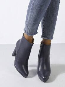 Fall/Winter Navy Blue Platform Ankle Boots, Women's Fashion Ankle Boots, High Heel Boots, Super High Heel Boots - Royal Blue - View 3