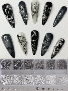 Bộ dụng cụ trang trí nghệ thuật gồm 12 ngăn đựng bút bi nam châm hình bán nguyệt bằng thép mạ vàng và bạc, hạt nhựa nhỏ bằng thép không gỉ hình trứng cá muối, sơn gel móng tay, dụng cụ làm móng. - Nhiều màu - Xem 15