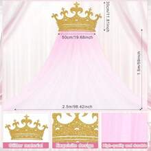 D2pcs Princ Party Pink Tulle Background Curtain Decorations Set Glitter Crown Oversized 5x8 Ft Pink Gauze Backdrop For Princ Birthdays Party Mothers Day Bridal Baby Showers Wedding10 - 如圖 - 查看 2