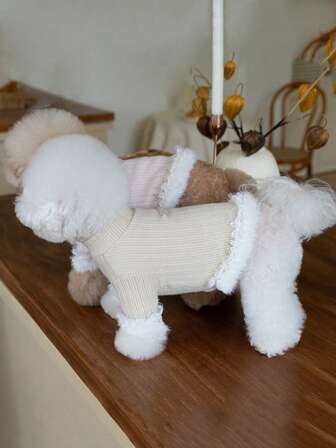 1 件可爱蕾丝流苏宠物羊毛运动衫，适合猫狗，秋冬季