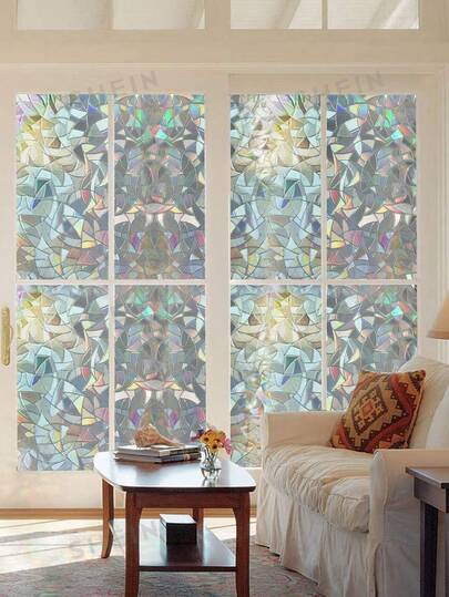 1 Rollo de película de privacidad de ventana arcoíris, pegatina decorativa de ventana de vidrio arcoíris colorida, calcomanía de parasol estática, para aislamiento térmico del hogar, sin pegamento