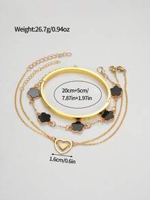 4pcs/Set 3pcs High Quality Cubic Zirconia Bangle, Hollow Clover Heart Decor Multi-Layer Bracelet, Fashionable, Suitable For Women's Party, Gathering, Daily Wear, Festivals And Gifts