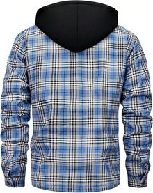 Men's Winter Fleece Warm Thick Plaid Jackets Heavyweight Cotton Hoodies Flannel Hooded Shirt JacketChristmas VTWT - A71黑色 - 查看 8