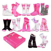 Holiday Socks 12-Pair Gift Box - Women & Men Crew Socks -Novelty Designs For Christmas, Halloween, Pink Ribbon, Valentine's Day - 如圖713 - 查看 1