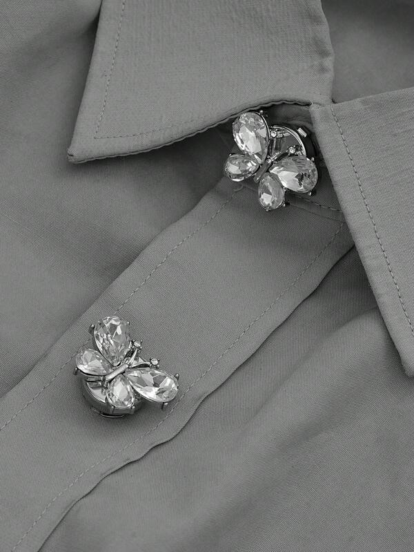 مجموعة أزرار معدنية مزينة بالكريستال اللامع والراين ستون، 1 قطعة/2 قطعة/4 قطع، إكسسوار أنيق وفاخر مناسب للسترات والجواكت والقمصان والبدل والفساتين وملابس أخرى، مستلزمات خياطة زخرفية يدوية