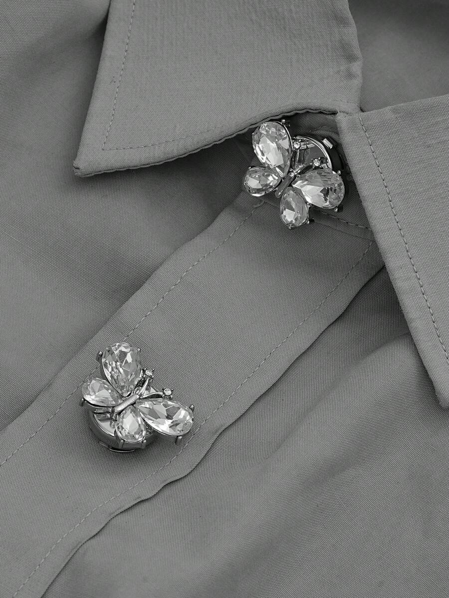 مجموعة أزرار معدنية مزينة بالكريستال اللامع والراين ستون، 1 قطعة/2 قطعة/4 قطع، إكسسوار أنيق وفاخر مناسب للسترات والجواكت والقمصان والبدل والفساتين وملابس أخرى، مستلزمات خياطة زخرفية يدوية