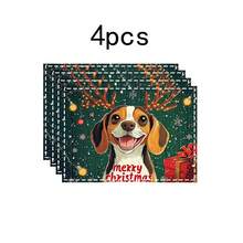 1 set/1 pieza/4 piezas/6 piezas Vajilla con patrón de perro y regalo de Navidad, vajilla térmica, vajilla de poliéster lavable a máquina, vajilla protectora, decoración central, decoración diaria para la sala de estar familiar, adecuada para decoración de reuniones grupales