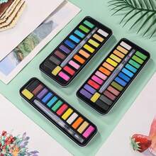 1 pieza de pintura de acuarela sólida en caja de hierro de 12-18-24 colores, portátil para bocetos de acuarela, pluma fuente, gouache, pintura de acuarela, pintura de acuarela