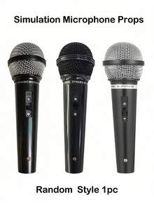 1 件麦克风道具，仿真麦克风模型外壳，适用于家庭酒吧装饰品、摄影道具、派对礼品 - 黑色 - 查看 4