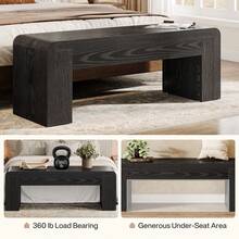 Tribesigns 47" Long Entryway Bench, Large Engineered Wood Shoe Bench With Heavy-Duty Legs, Farmhouse End Of Bed Bench For Bedroom, Entryway, Hallway, Living Room, Easy Assembly - màu đen - Xem 7