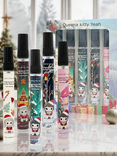 5pcs/Set Christmas Fragrance Spray Gift Set,10ML Air Refreshing Spray,Alcohol Free, Fresh Air, Deodorant Clothes, Flower And Fruit Fragrance, Very Suitable For Bedroom,Bathroom,Living Room,Hotel,Family, Valentine's Day Party. Small And Portable, It Is An Ideal Gift For Family, Friends, And Boyfriend/Girlfriend,Christmas/Valentine's Day Gifts