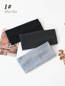 3 piezas Diademas de mujer de unicolor y a rayas, versátiles para lavarse la cara, maquillaje, deportes, uso casual, otoño, accesorios para el cabello de mujer, herramientas para el cabello, cosas para el cabello, cosas, accesorios de belleza, regalos, viajes, regalos para mujeres, cosas para el cabello, rellenos de calcetines