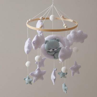 Cloche de lit en forme d'agneau, d'étoile et de lune, faite à la main. Jouets mignons en forme d'animaux, éducatifs, améliorent la coordination main-œil, préviennent la myopie. Convient pour la décoration de la chambre des enfants, en couleurs mélangées. Jouets de mobile de lit pour nouveau-nés. Meilleur cadeau pour l'interaction parent-enfant, anniversaire, Noël