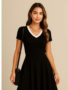 DONA TIKA Women Blouses - Black and White - View 2