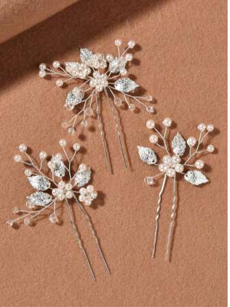 3pcs/Set Handmade Crystal Leaf Hair Clips Headpiece For Women, Bridal Wedding Party, Combs, Hair Comb, Side Comb, Bridesmaids Gifts