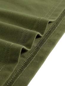 Raven Skull Unisex Cotton Slogan T-Shirt - 軍綠色 - 查看 2