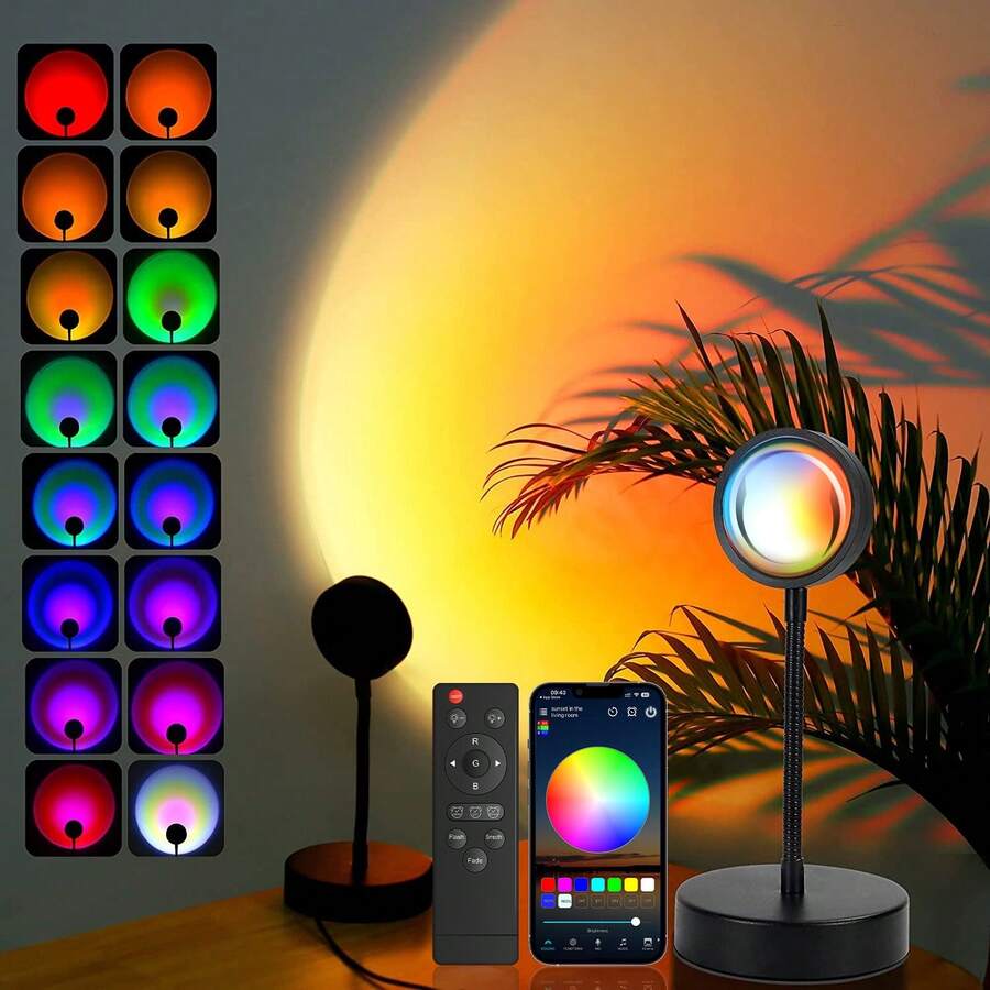 Sunset Lamp Projector Led Lights For Bedroom Night Light RGB Lights Sun Sunlight Sunrise Lamp 10w 360° Rotation Mood Lighting Home/Room Decor Christmas Gifts For Women,Tabletop Multicolor - Multi-color light - View 1