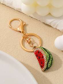 Cute Fruit Diamond-Encrusted Watermelon Metal Keychain - Unisex Bag Charm, Backpack/Car Keychain & Accessory, Perfect Gift For Friends
