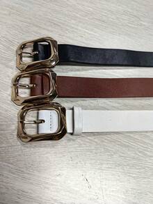 1 Stück Damen Gürtel mit goldenem quadratischen Schnallenverschluss, modisch und elegant, Lässig Ledergürtel für Kleider, T-Shirts und Hosen, vielseitiges Damen-Accessoire für den täglichen Gebrauch, stilvoller und strapazierfähiger Damengürtel für alle Anlässe