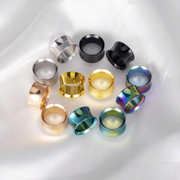 2PCS Hot Daily Punk Ear Gauges 316 Stainless Steel Round Ear Tunnels Plugs Piercing Men Body Jewelry Expander Stretchers Men Earrings