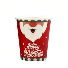 50 piezas Tazas de papel de 9 onzas para chocolate caliente o café de Navidad, con diseños de Papá Noel, muñeco de nieve y renos en 5 patrones festivos, ideales para fiestas navideñas, Año Nuevo, oficina o regalos, de gran capacidad y aptas para bebidas calientes y frías