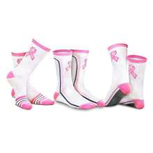Breast Cancer Awareness Socks Women 3 Pair Pack - Pink Ribbon Crew Socks - Support Cause Comfortable Cotton- Gift For Her - Sizes 6-9 - 如圖686 - 查看 1