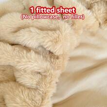 1pc Thick Faux Rabbit Fur Fitted Sheet, Mattress Protector Cover, (No Pillowcase, No Pillow Insert) Floral Pattern Fitted Sheet, Plush, Warm To The Touch, Wrinkle-Resistant, Removable And Machine Washable, Twin/Full/Queen Size - Ideal For Bedroom And Guest Room