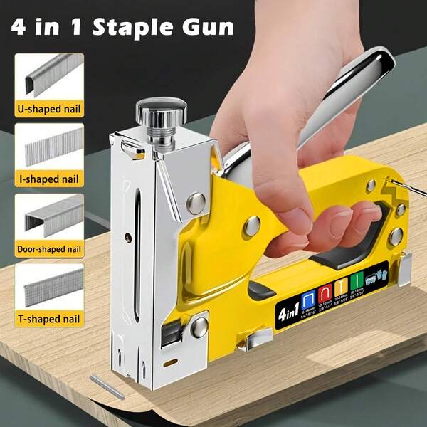 Juego de grapadora manual - Grapadora 4 en 1 para madera, tela, muebles, fieltro para techos - Incluye pistola de grapas, 1600 grapas y 800 grapas disponibles