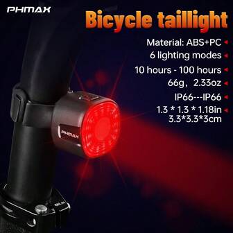 Luz trasera recargable y resistente al agua para bicicleta PHMAX